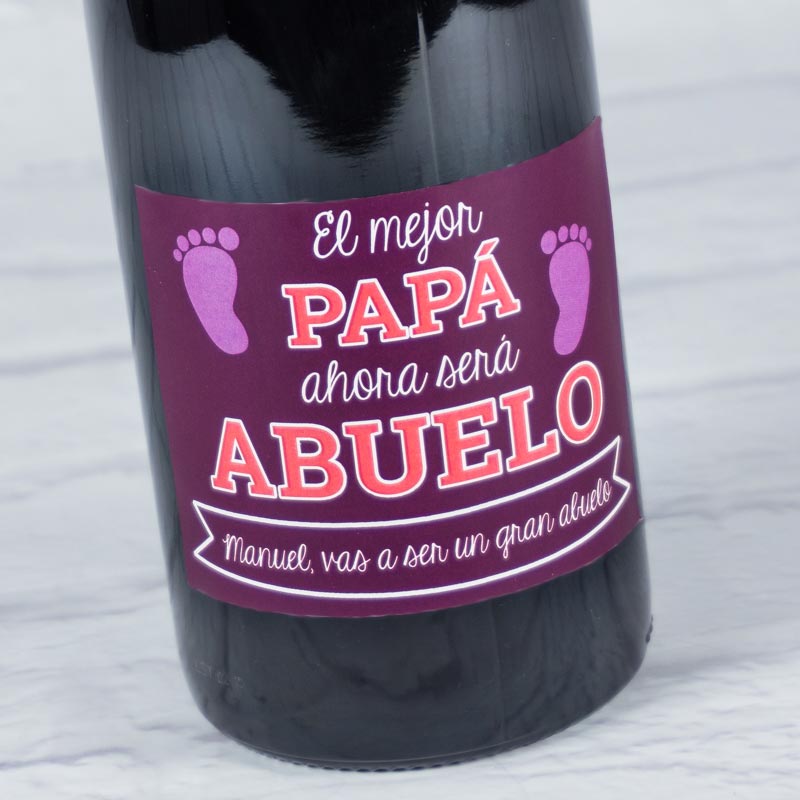 Regalos personalizados: Bebidas personalizadas: Botella de vino para abuelo personalizada