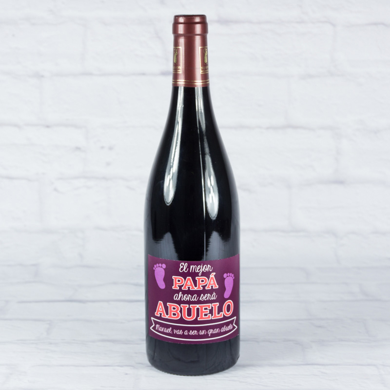 Regalos personalizados: Bebidas personalizadas: Botella de vino para abuelo personalizada