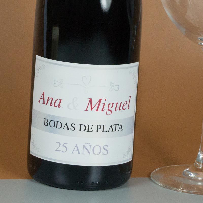Regalos personalizados: Bebidas personalizadas: Botella de vino para aniversarios