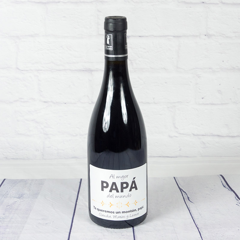 Regalos personalizados: Bebidas personalizadas: Botella de vino personalizada al mejor Papá