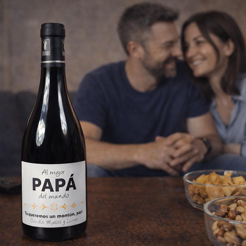 Regalos personalizados: Bebidas personalizadas: Botella de vino personalizada al mejor Pap&aacute;