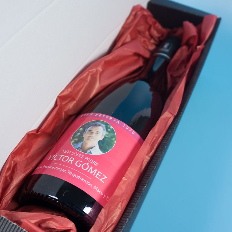 Regalos personalizados: Bebidas personalizadas: Botella de vino personalizada con tu foto