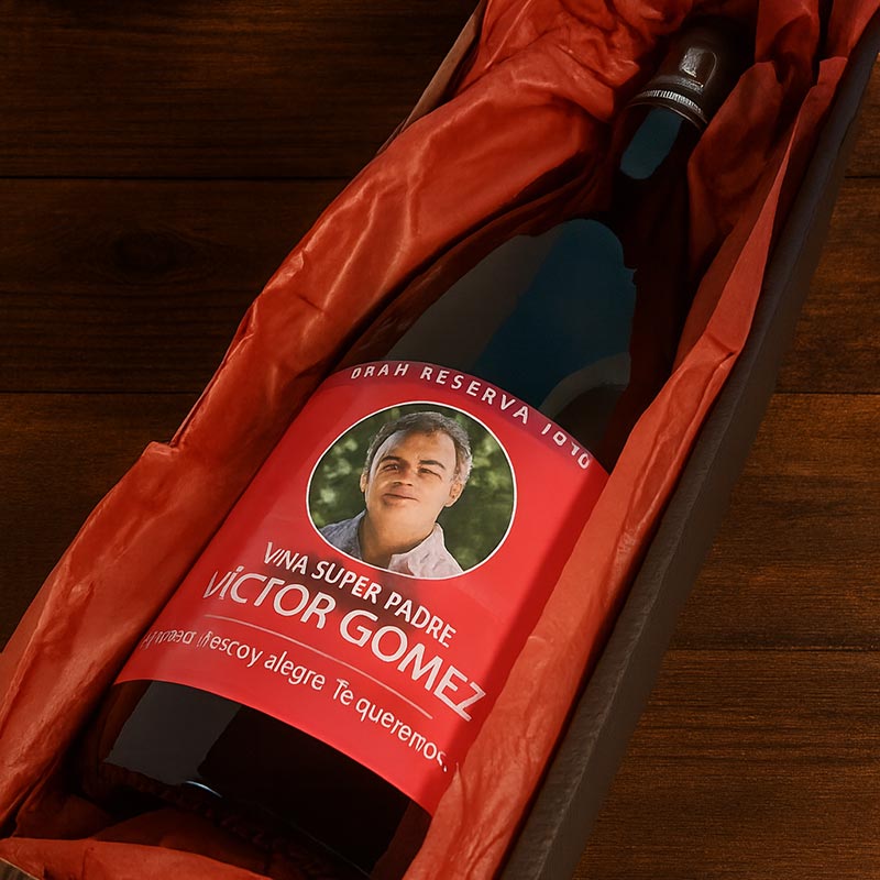 Regalos personalizados: Bebidas personalizadas: Botella de vino personalizada con tu foto