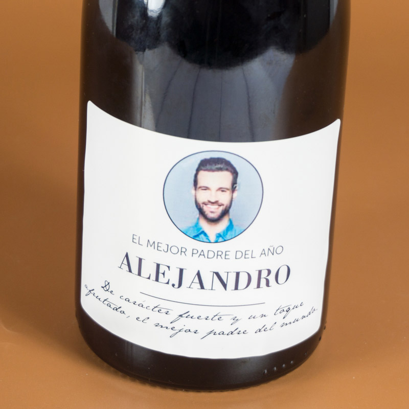 Botella de vino personalizada elegante con foto