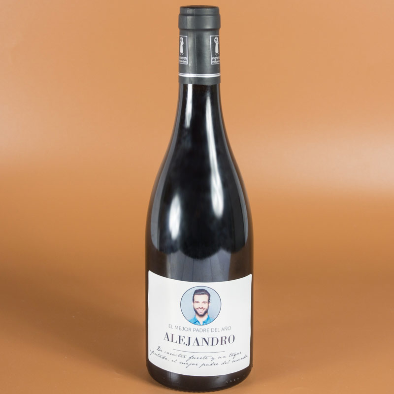 Regalos personalizados: Bebidas personalizadas: Botella de vino personalizada elegante con foto