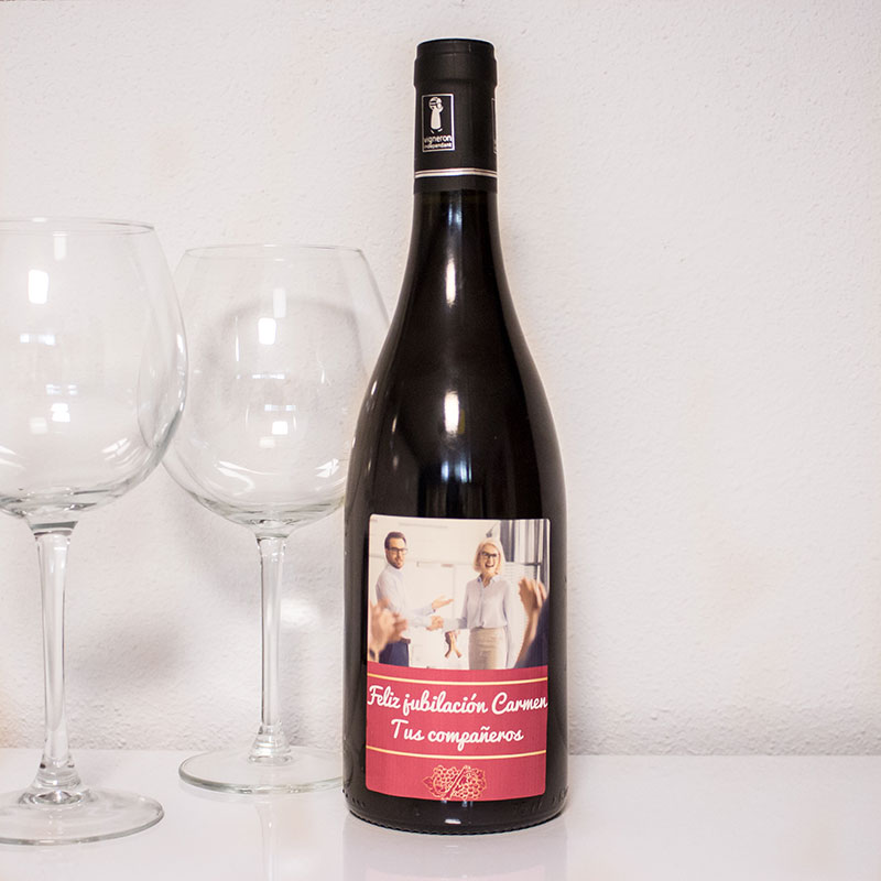Regalos personalizados: Bebidas personalizadas: Botella de vino personalizada jubilación