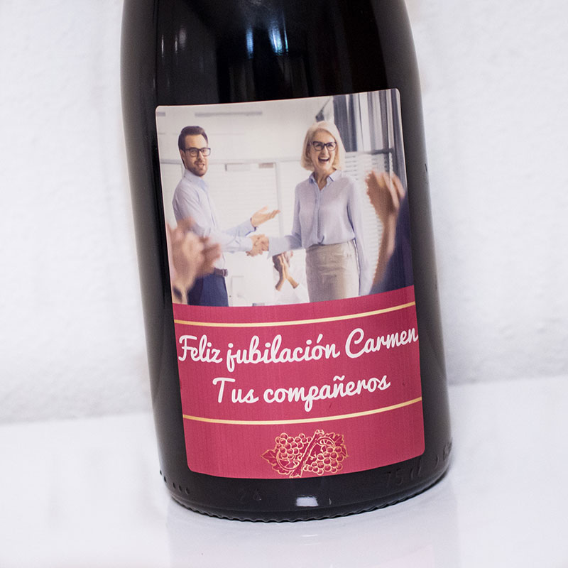 Regalos personalizados: Bebidas personalizadas: Botella de vino personalizada jubilación