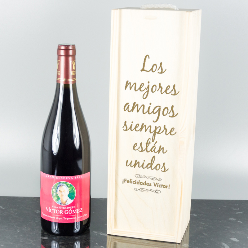 Regalos personalizados: Bebidas personalizadas: Botella de vino personalizada con tu foto