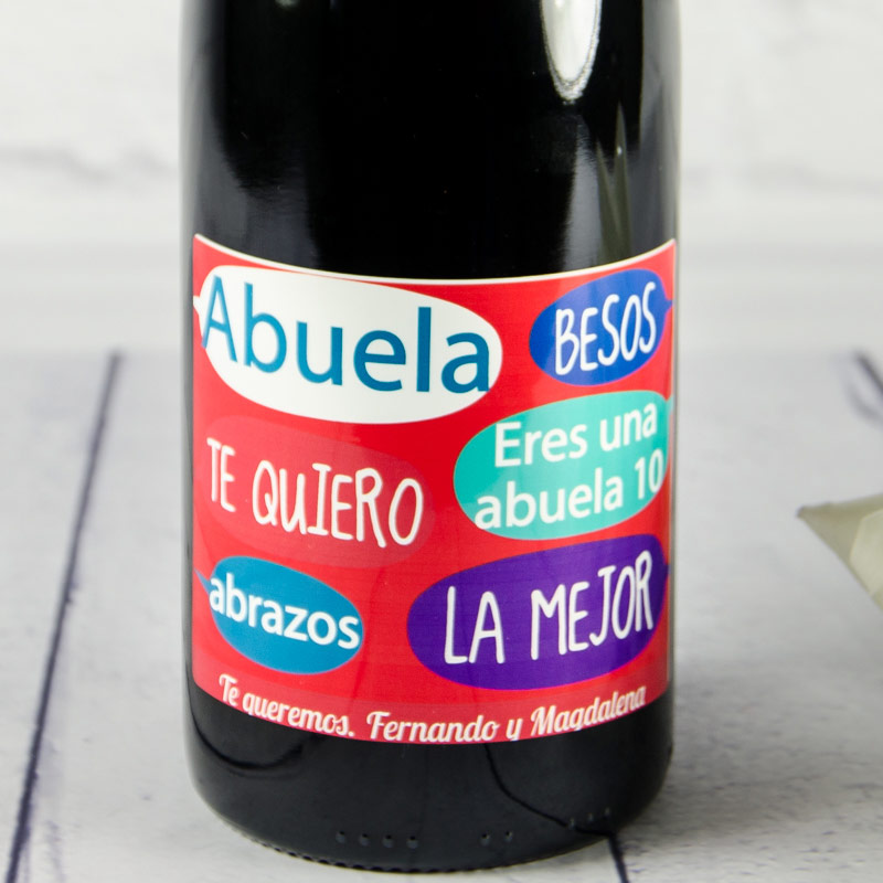 Regalos personalizados: Bebidas personalizadas: Botella de vino personalizada para abuela