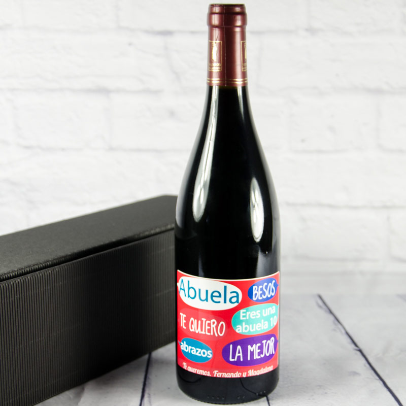 Regalos personalizados: Bebidas personalizadas: Botella de vino personalizada para abuela