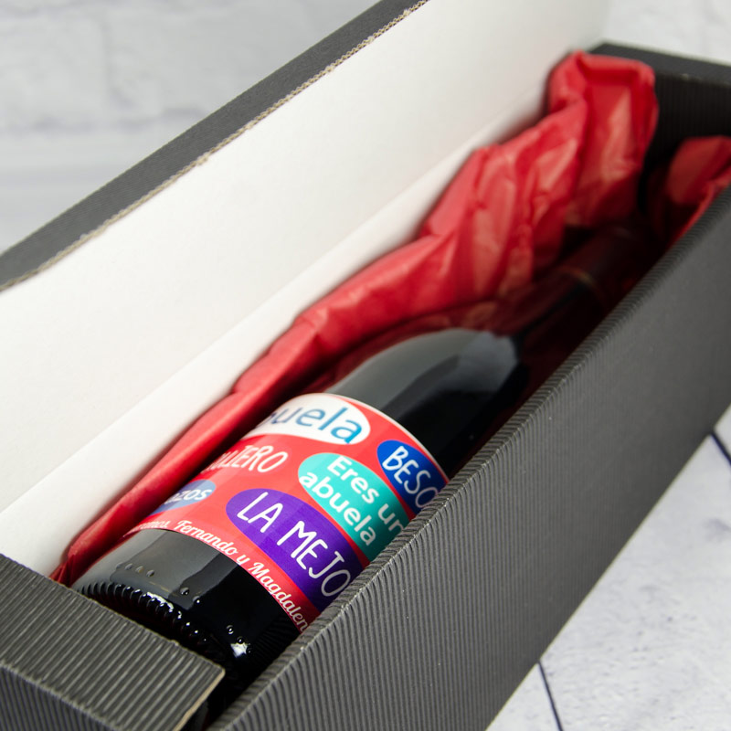 Regalos personalizados: Bebidas personalizadas: Botella de vino personalizada para abuela