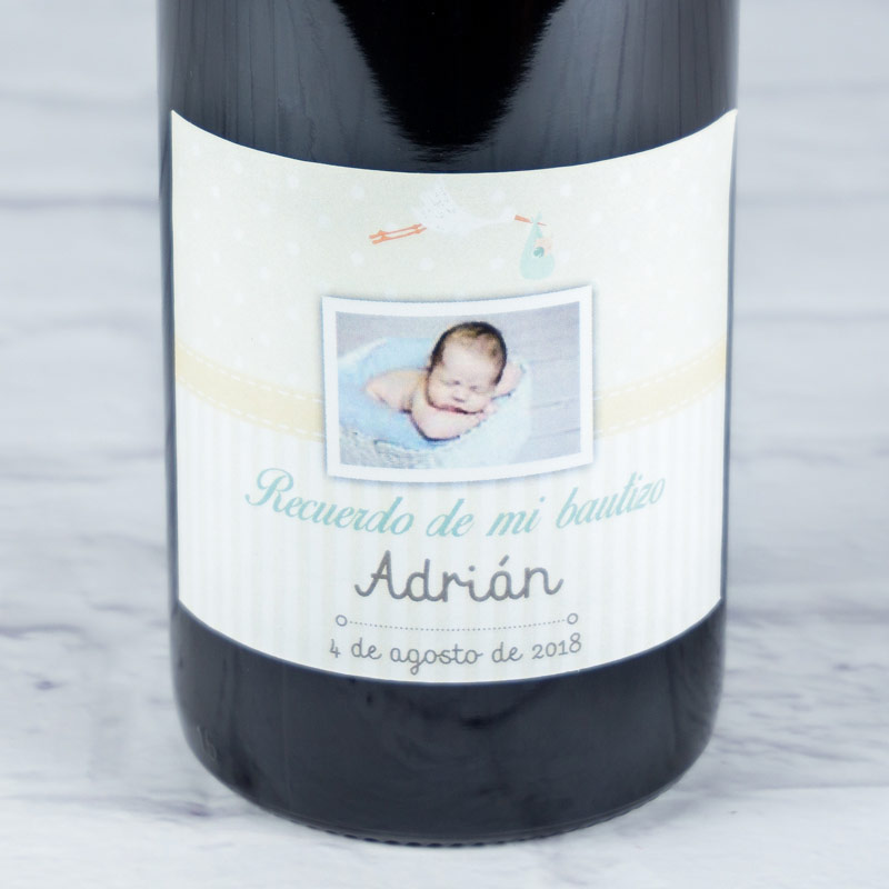 Regalos personalizados: Bebidas personalizadas: Botella de vino personalizada para bautizos