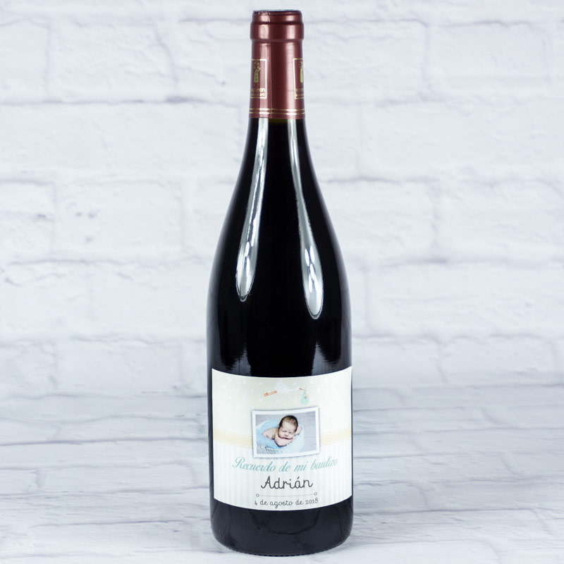 Regalos personalizados: Bebidas personalizadas: Botella de vino personalizada para bautizos