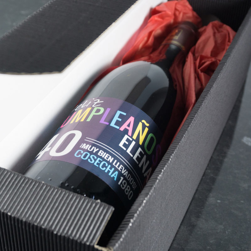 Regalos personalizados: Bebidas personalizadas: Botella de vino personalizada para cumpleaños