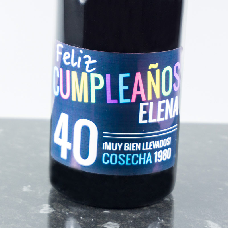 Regalos personalizados: Bebidas personalizadas: Botella de vino personalizada para cumpleaños