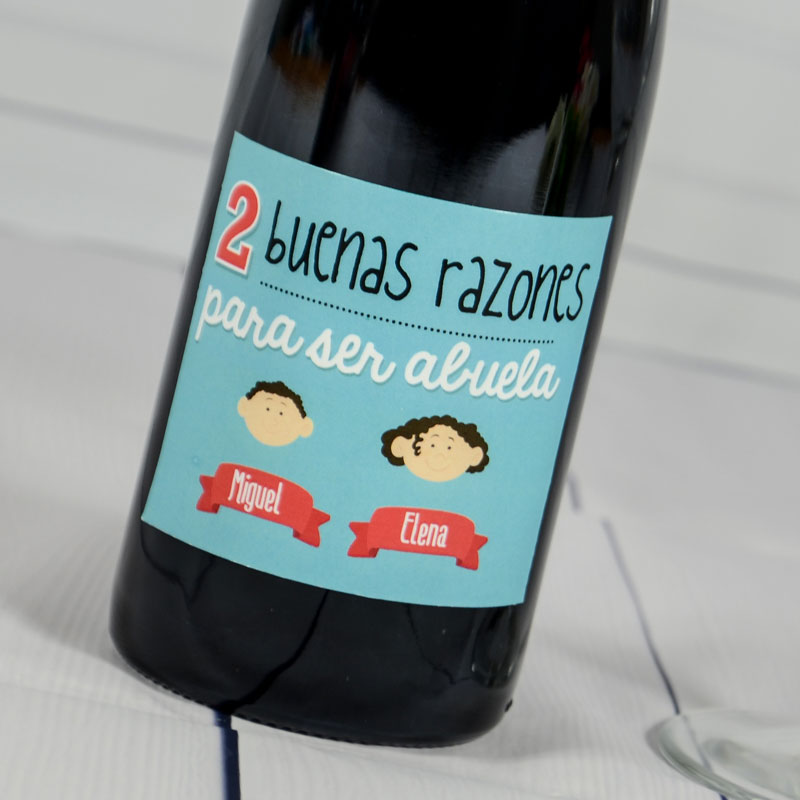Regalos personalizados: Bebidas personalizadas: Botella de vino razones para ser abuela