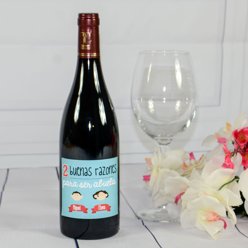 Regalos personalizados: Bebidas personalizadas: Botella de vino razones para ser abuela