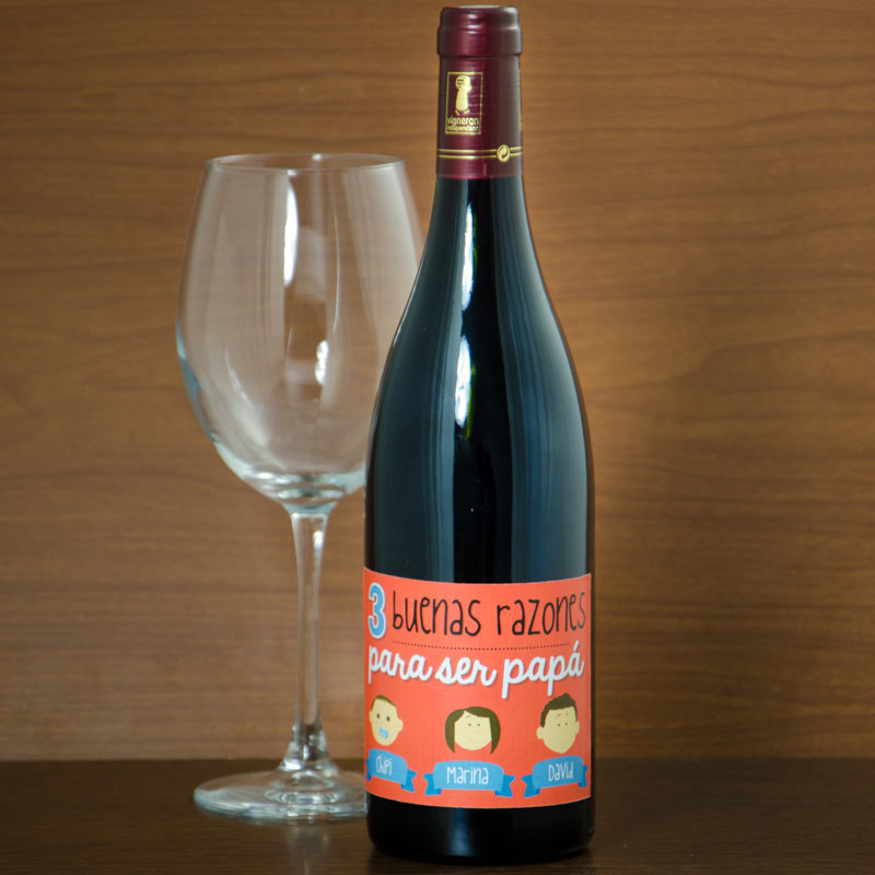 Regalos personalizados: Bebidas personalizadas: Botella de vino razones para ser papá