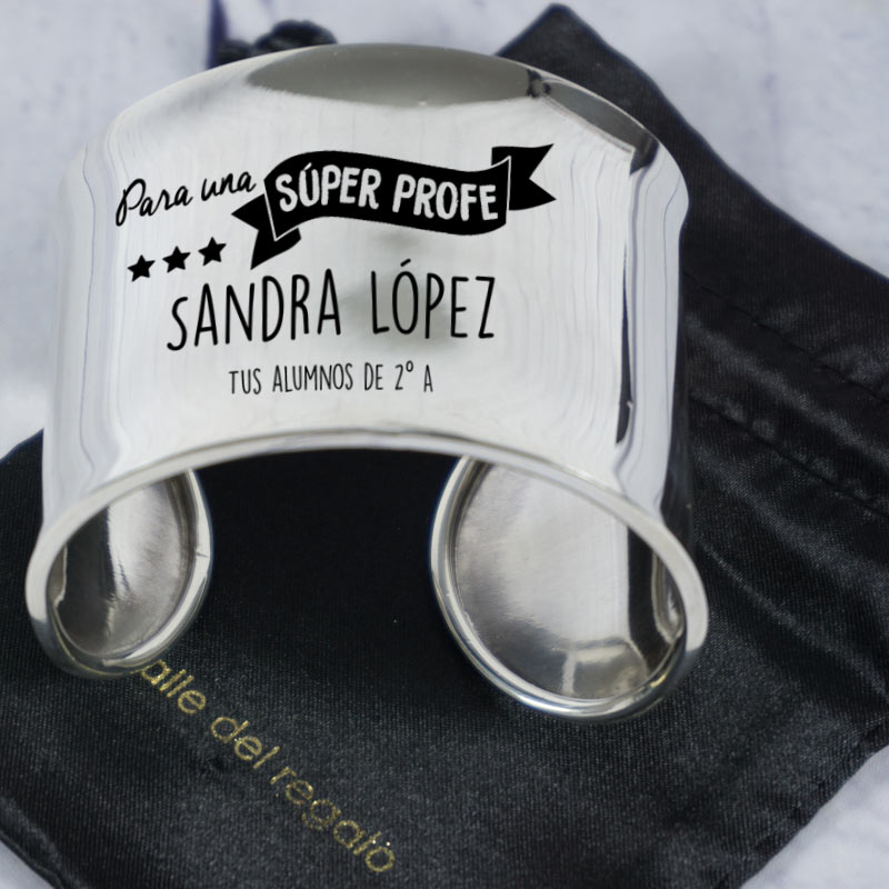 Regalos personalizados: Joyas personalizadas: Brazalete de plata personalizado para Súper Profe