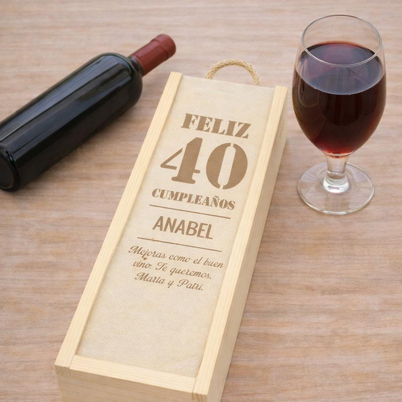 Regalos personalizados: Regalos con nombre: Caja botella de vino cumplea&ntilde;os