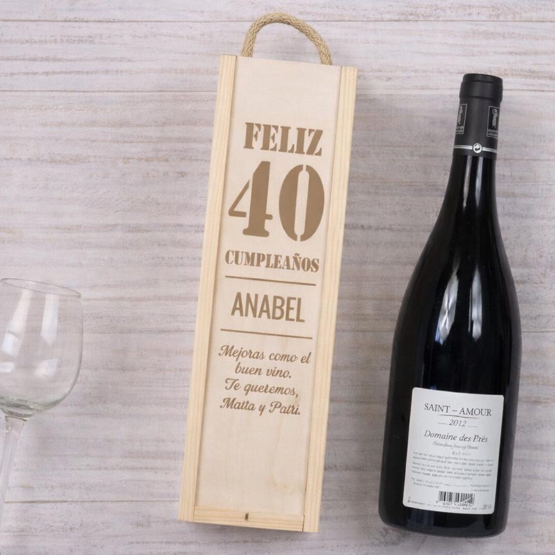 Regalos personalizados: Regalos con nombre: Caja botella de vino cumplea&ntilde;os