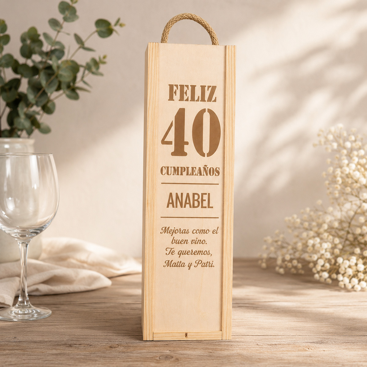Caja botella de vino cumplea&ntilde;os