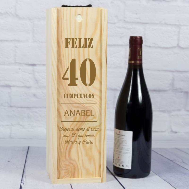 Regalos personalizados: Regalos con nombre: Caja botella de vino cumplea&ntilde;os
