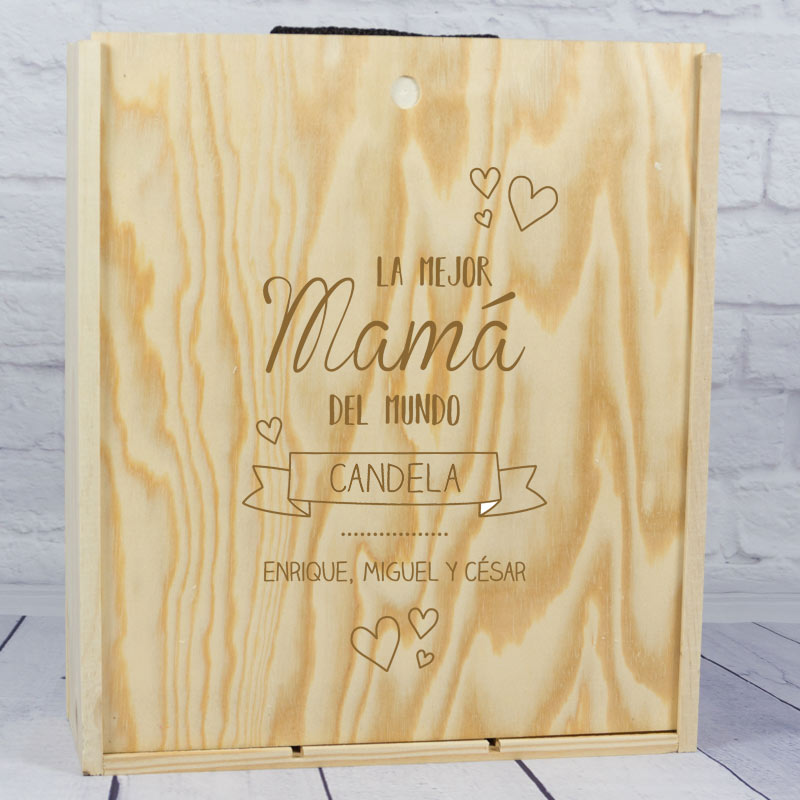 Regalos personalizados: Regalos con nombre: Caja botella de vino especial MAMÁ