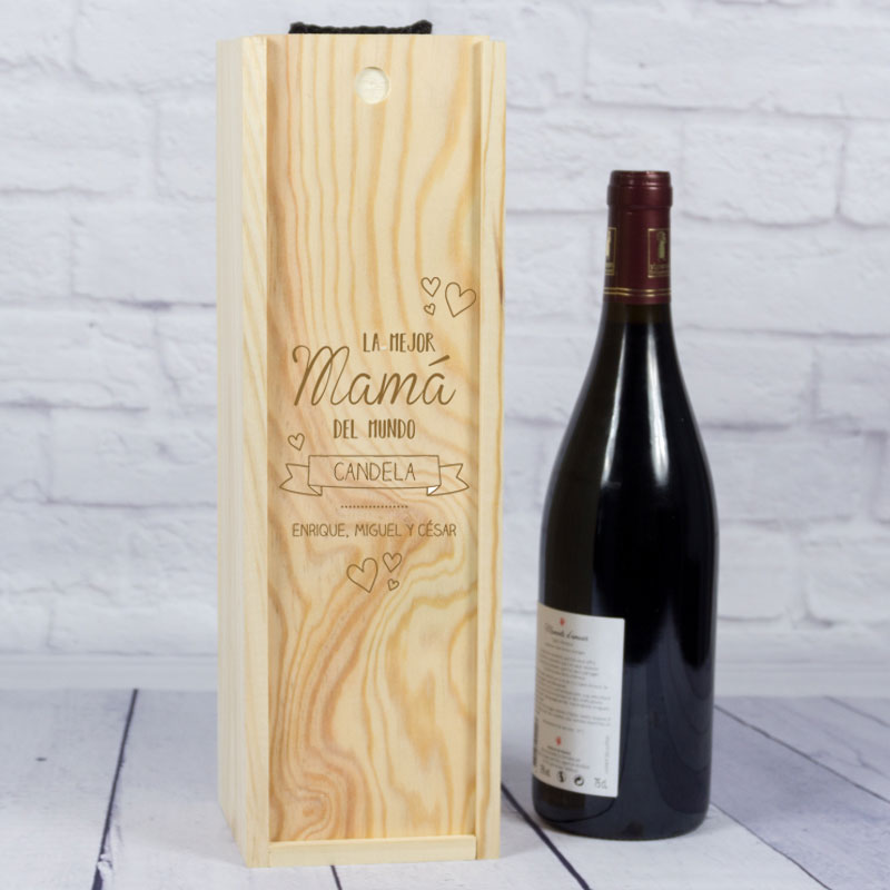 Regalos personalizados: Regalos con nombre: Caja botella de vino especial MAMÁ