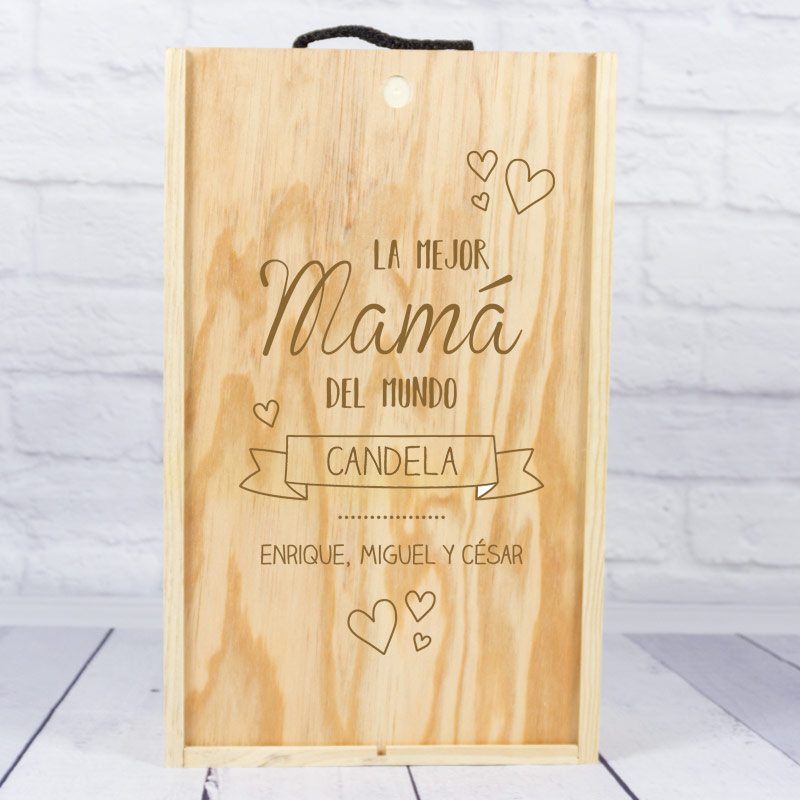 Regalos personalizados: Regalos con nombre: Caja botella de vino especial MAMÁ