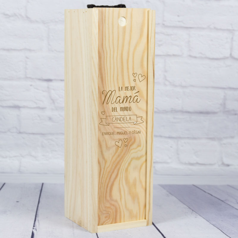 Regalos personalizados: Regalos con nombre: Caja botella de vino especial MAMÁ