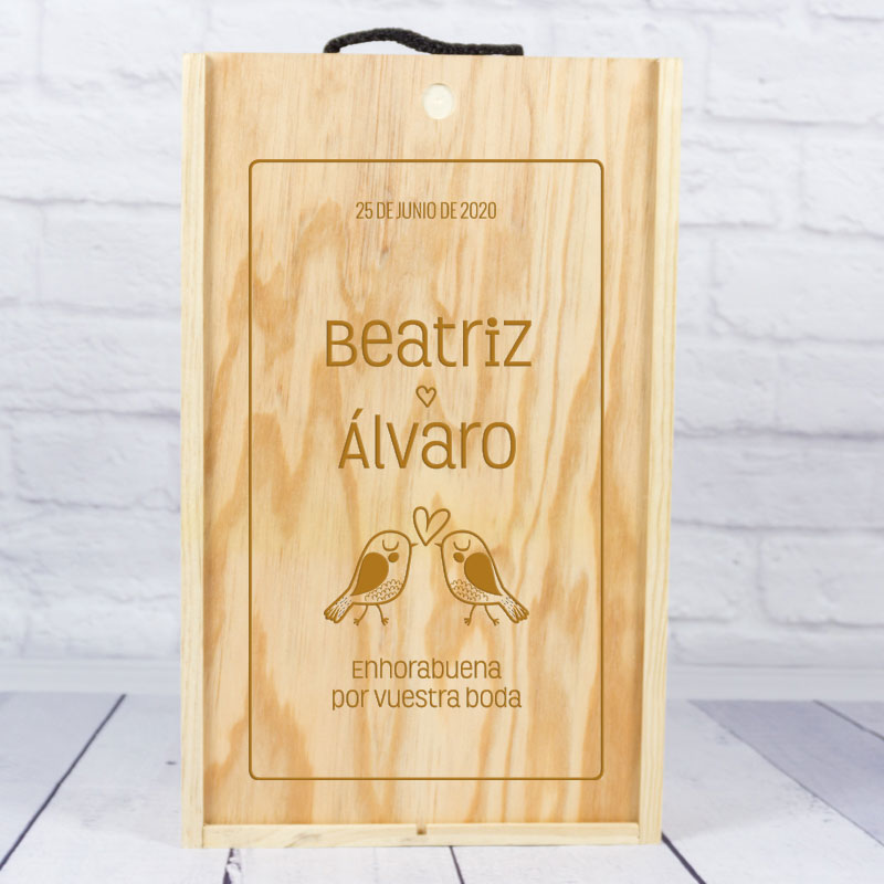 Regalos personalizados: Regalos con nombre: Caja botella de vino para Bodas