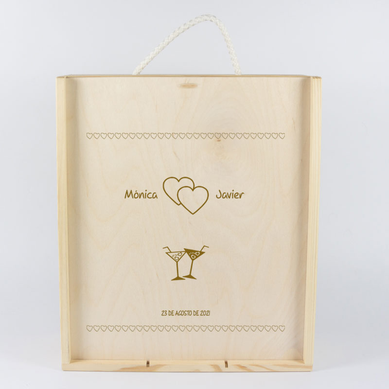 Regalos personalizados: Regalos con nombre: Caja botella de vino para enamorados