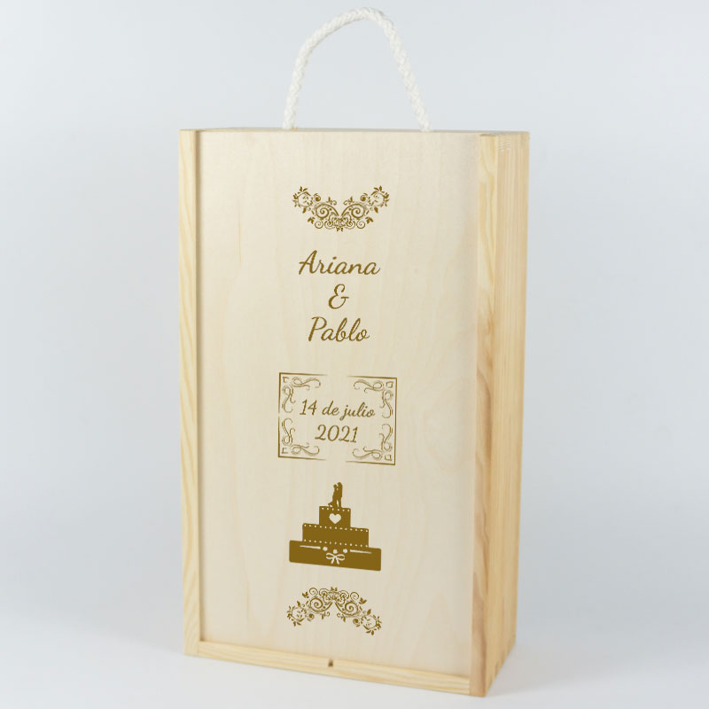 Regalos personalizados: Regalos con nombre: Caja botella de vino para enamorados