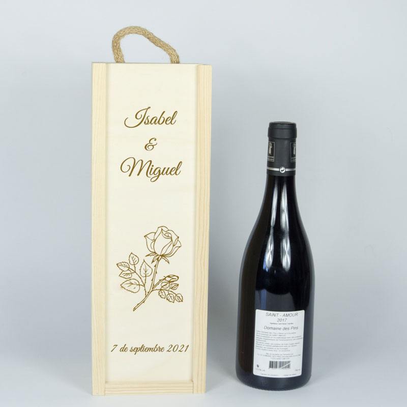 Regalos personalizados: Regalos con nombre: Caja botella de vino para enamorados