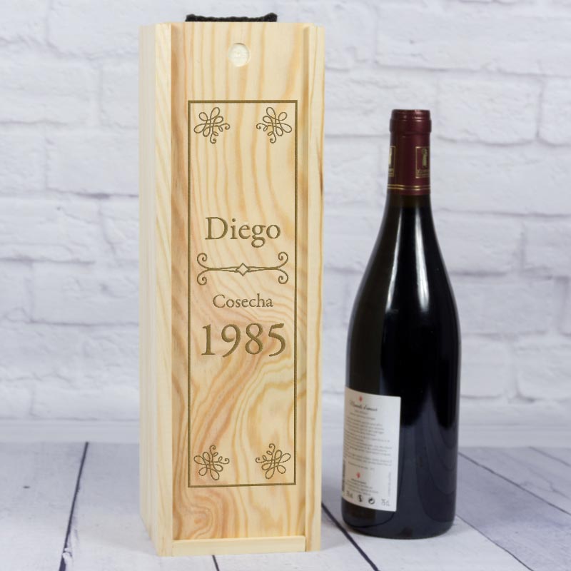 Regalos personalizados: Regalos con nombre: Caja botella de vino para jubilación