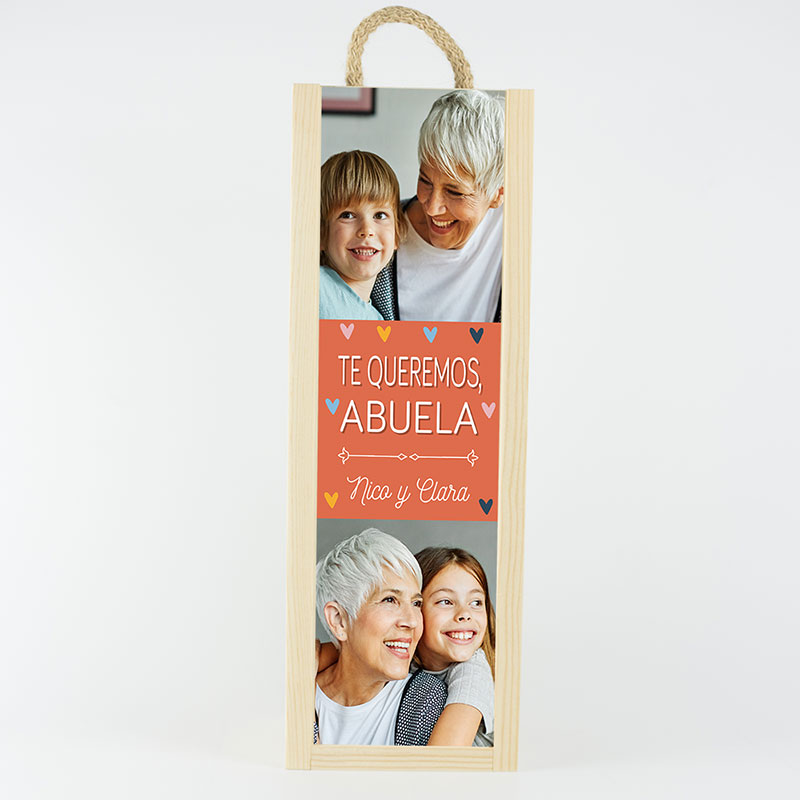 Regalos personalizados: Regalos con fotos: Caja botella de vino personalizada con fotos
