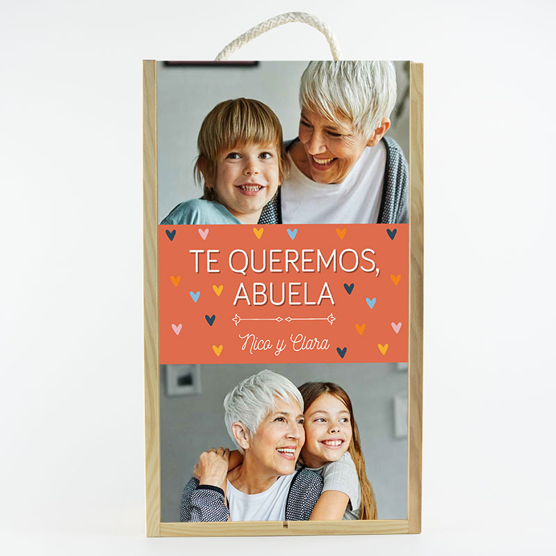 Regalos personalizados: Regalos con fotos: Caja botella de vino personalizada con fotos