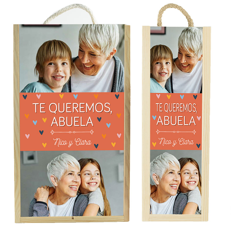 Regalos personalizados: Regalos con fotos: Caja botella de vino personalizada con fotos