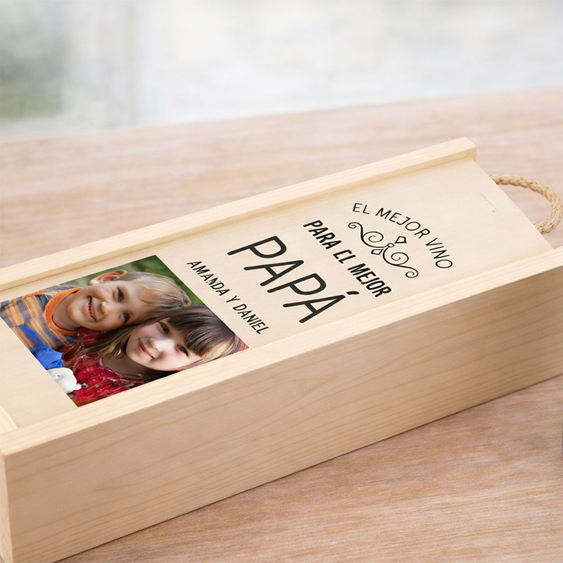 Regalos personalizados: Regalos con fotos: Caja botella personalizada para pap&aacute; o mam&aacute;
