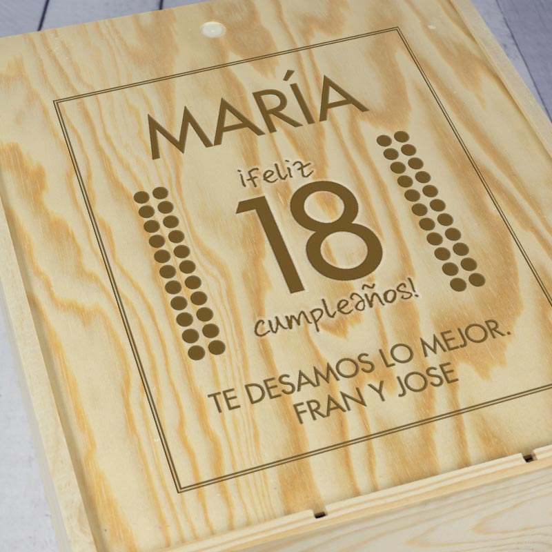 Regalos personalizados: Regalos con nombre: Caja botellas de vino 'cumpleaños'