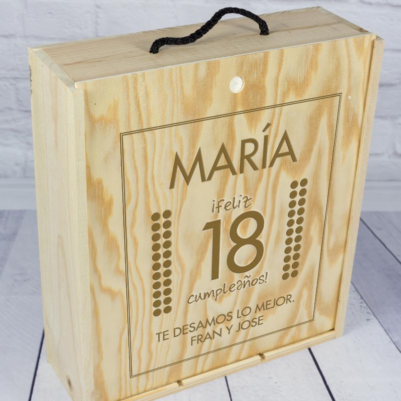 Regalos personalizados: Regalos con nombre: Caja botellas de vino 'cumpleaños'