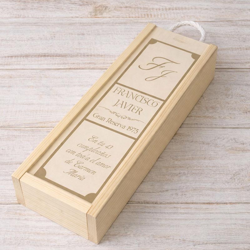 Regalos personalizados: Regalos con nombre: Caja de botella de vino para cumplea&ntilde;os