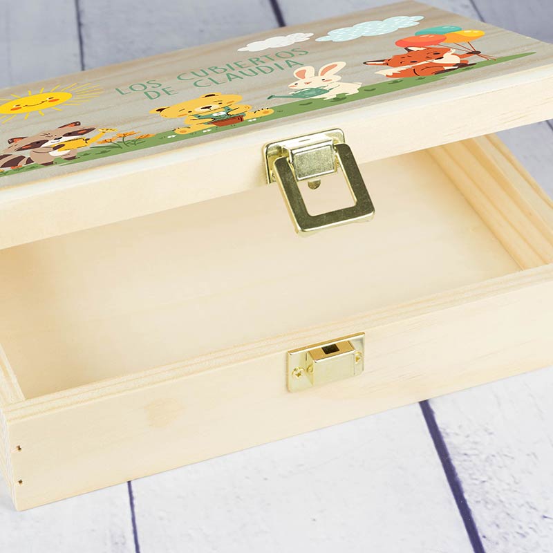 Regalos personalizados: Cubiertos personalizados: Caja de cubiertos personalizada animalitos