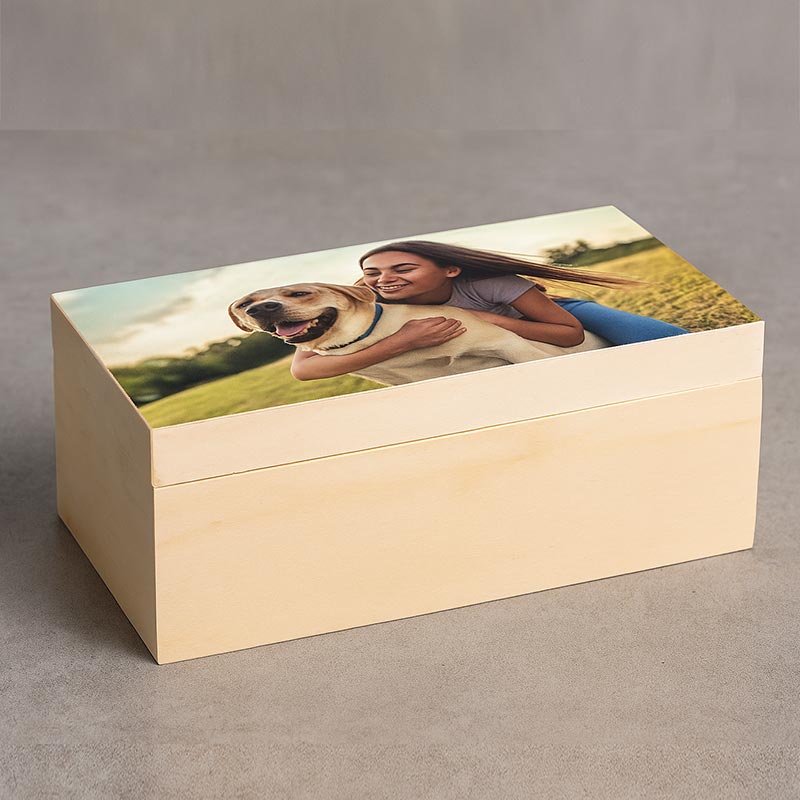 Regalos personalizados: Regalos con nombre: Caja de madera con tapa personalizada con foto