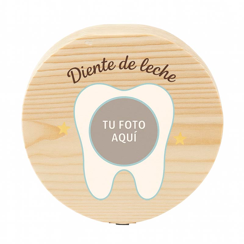 Regalos personalizados: Regalos con nombre: Caja de madera para dientes de leche con foto