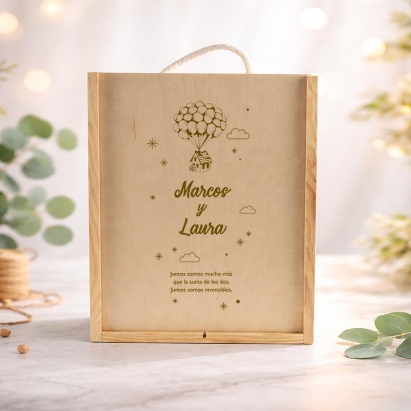 Regalos personalizados: Regalos con nombre: Caja de madera personalizada con texto