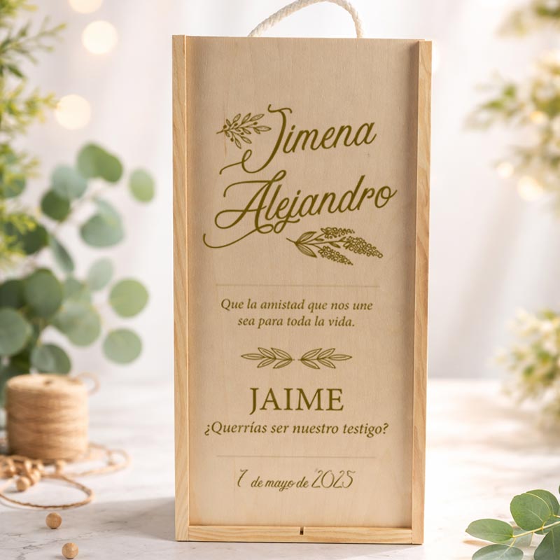 Regalos personalizados: Regalos con nombre: Caja de madera personalizada para vino