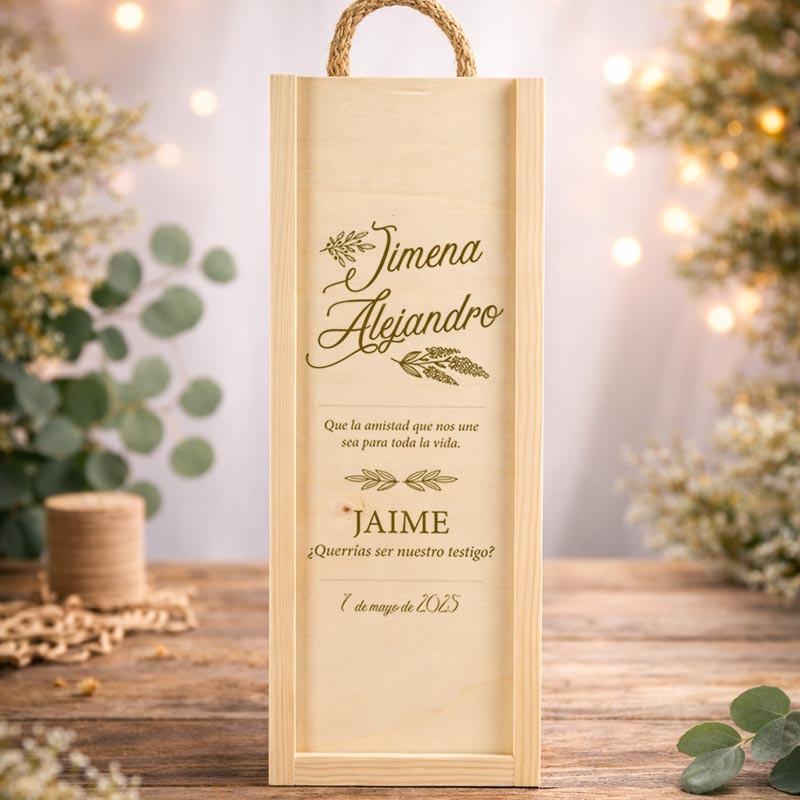 Regalos personalizados: Regalos con nombre: Caja de madera personalizada para vino