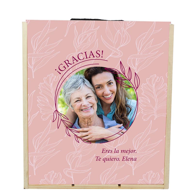 Regalos personalizados: Regalos con fotos: Caja de vino personalizada para regalo Rosa